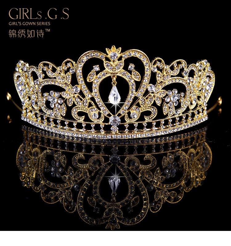 Cô gái cho thấy vương miện đội mũ Baroque rhinestone công chúa vương miện trẻ em nhiếp ảnh ảnh phụ kiện tóc catwalk phụ kiện kẹp tóc nữ