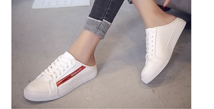 Mùa hè 2018 thủy triều mới nửa dép nữ mùa hè thời trang giản dị Giày trắng đế bệt đế bệt đế bệt đế bệt sandal nữ đế thấp