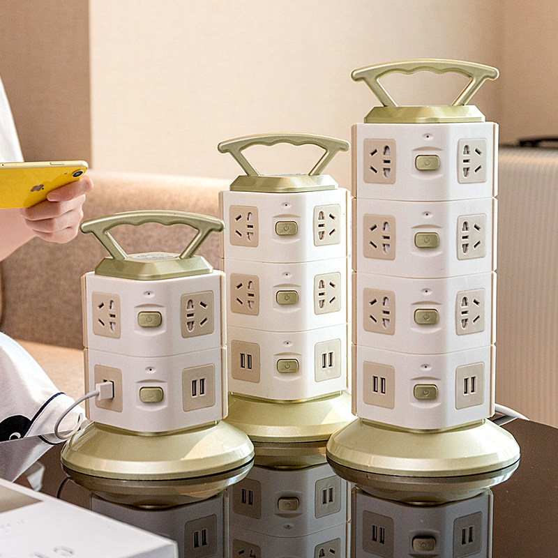Home vertical socket multi-plug multi-plug panel porous procrastination of long line plug wire wire cube multi-use