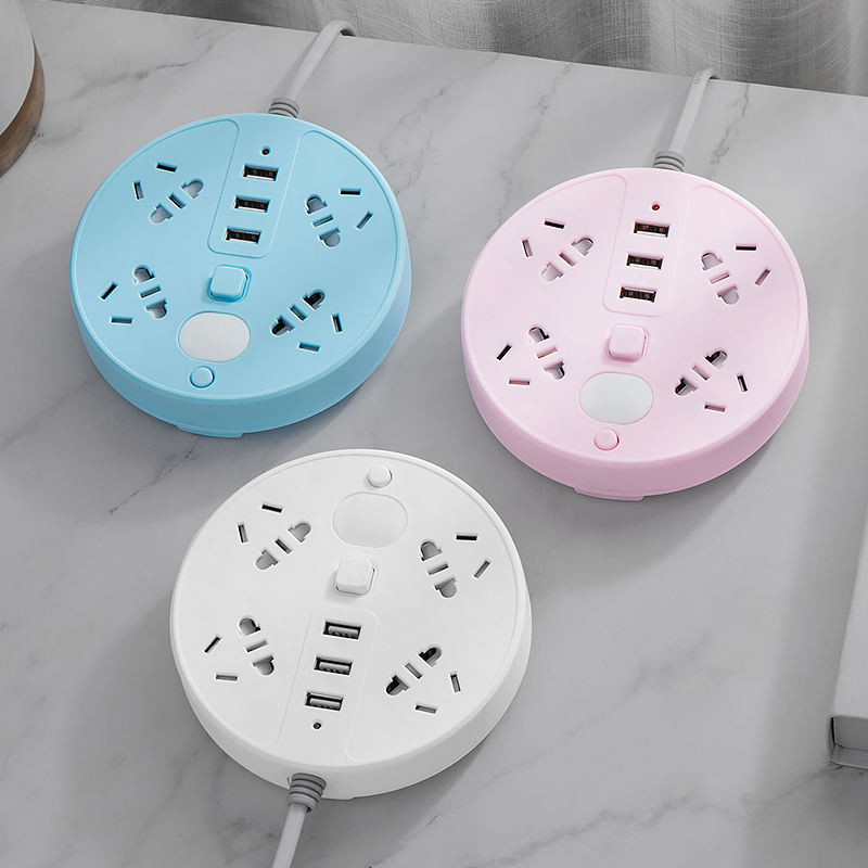 Multi - use socket panel porous round pink universal conversion plug - plug plug - plug - plug student dorm for 1 m