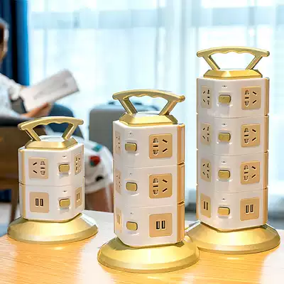 Multi-function vertical socket panel porous with USB wiring board three-dimensional row plug-in board creative household multi-purpose plug-in