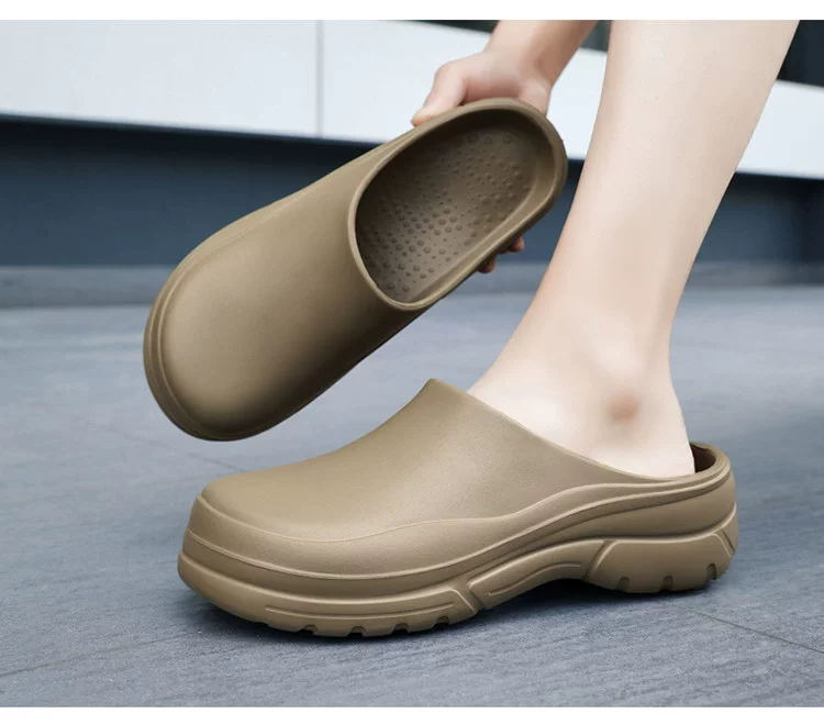 Dép kaki Baotou, giày phẫu thuật bệnh viện bác sĩ đặc biệt, giày đế dày không mệt mỏi khi đứng lâu, giày lỗ phòng thí nghiệm chống trượt