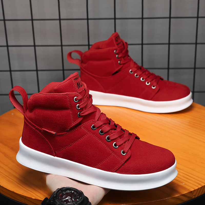 2025 Autumn/Winter New Red Shoes for Men Original Fashion Zodiac Year High-Top Korean Style Trendy Sports Casual Sneakers