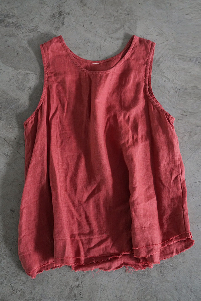 Summer linen vest, casual, literary, loose, large-size, versatile, trendy, raw edge, cotton and linen sleeveless top