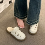 Baotou Sandals Женские туфли пещеры 2025 Новая весна и летняя двухкрасная бату наполовину тапочки на улице в беременных