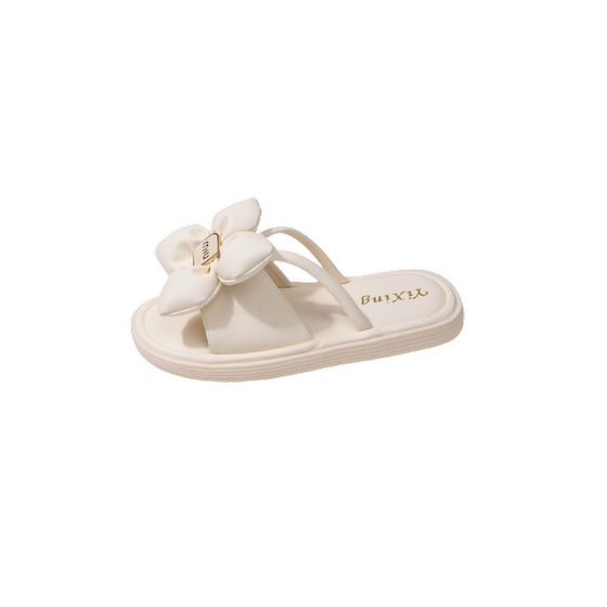 Sticky slippers for women in summer wear 2025 new fairy style flat flowers with skirt flip flops beach sandy mops
