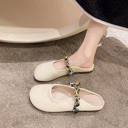 Baotou half slippers for women to wear outside 2024 spring and summer new fashion Muller French flat shoes ins sandals
