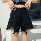 Черная джинсовая юбка, шорты, тонкие дизайнерские штаны, коллекция 2023, оверсайз, свободный крой, А-силуэт
