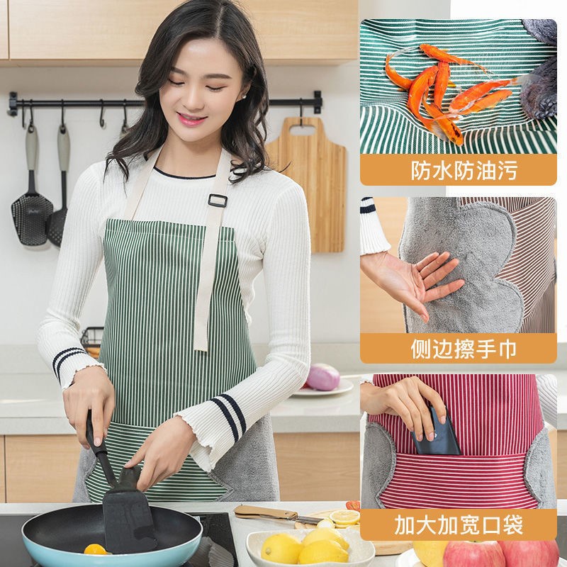 Apron home waterproof and oil-proof thin bib women's fashion kitchen cooking apron adult long m-sleeved overalls