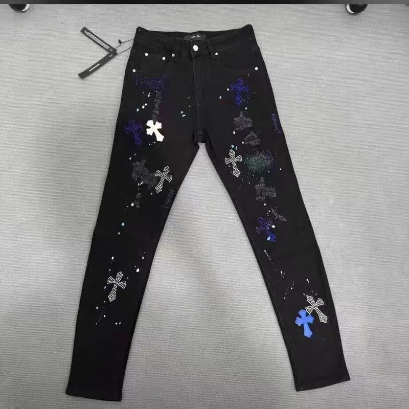 European Style Light Luxury Rhinestone Cross Jeans for Men, Spring New Trendy Brand Slim Fit Skinny Versatile Casual Long Pants European Style Light Luxury Rhinestone Cross Jeans for Men, Spring New Trendy Brand Slim Fit Skinny Versatile Casual Long Pants