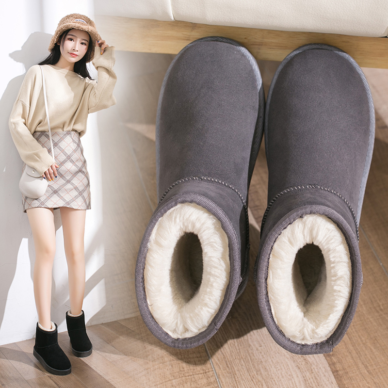 Snow boots women’s short 2024 new winter snow cotton shoes plus velvet