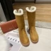 Dày cộng với nhung không thấm nước giày mùa đông tuyết giày nữ 2019 mới hoang dã ống ngắn ống giữa ống phẳng đáy bằng ủng bông ấm áp - Giày ống Giày ống
