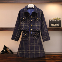 2021 autumn new large size womens coat dress fat sister high-end temperament goddess Fan Xian thin suit skirt