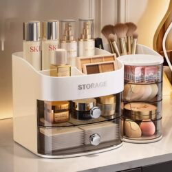 Cosmetic Storage Box, High-End Dressing Table, Lipstick, Makeup Brush Bucket, Dust-Proof, Large-Capacity Skin Care Product Storage Rack