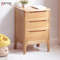 Hongdan 20 25 30 35 40 45cm50 bedside table solid wood bedroom small apartment Oak three bucket drawer cabinet