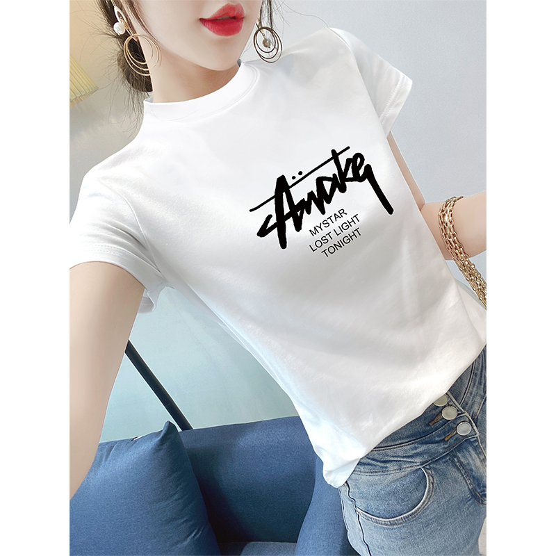 White Short-Sleeve T-Shirt for Women, Spring/Summer 2026 New Style, Slim Fit, Half-High Collar, Versatile Base Shirt, Slimming Black Top