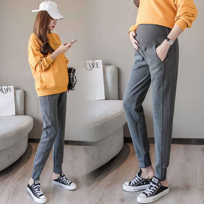 (Special Price Flush) Pregnant Woman Pants Spring Fall Out of Belly Pants Spring Fashion Boomer Casual Sports Pants