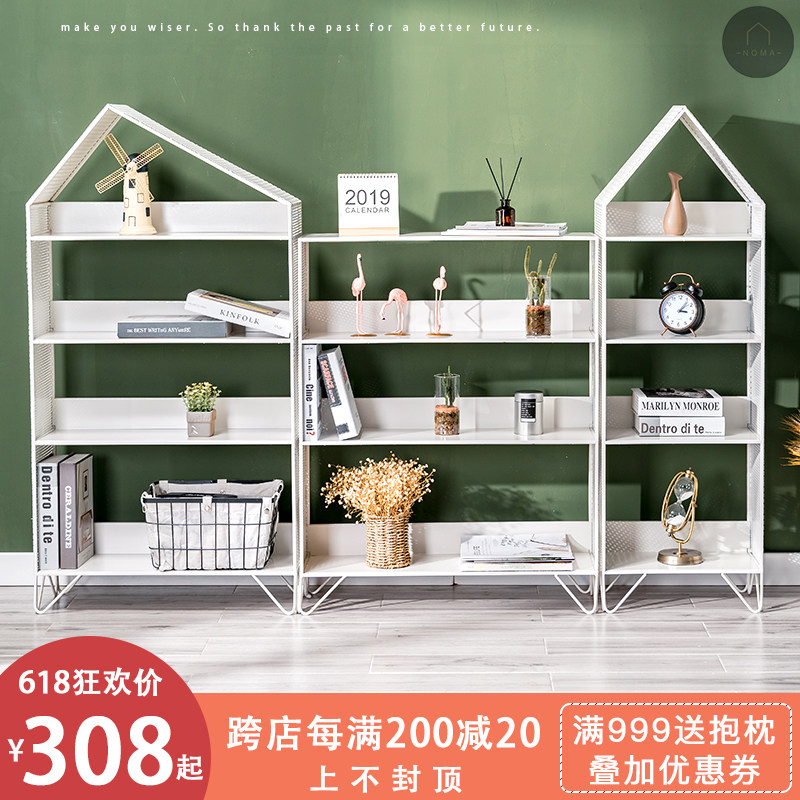 Nordic children's bookshelves Shelves Landing Multiple Layers Iron Art Bookshelves Shelve Children Room Bookcase Small House Collection