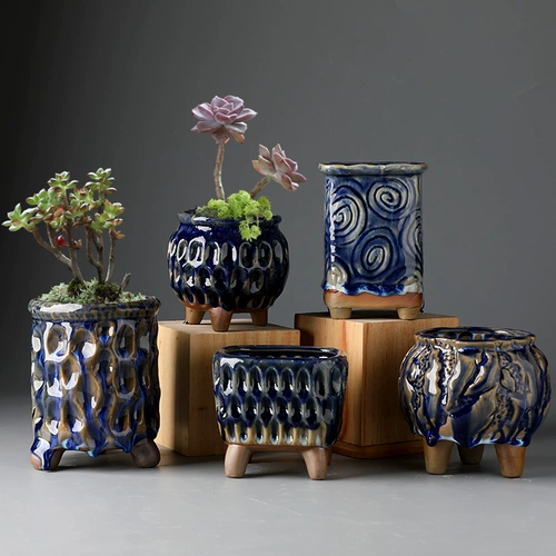 Ретро сочные керамические цветочные горшки грубые керамические пневматические семейные специальное предложение специальное предложение зеленые растения зеленые горшки бесплатная доставка бесплатная доставка личность маленький горшок