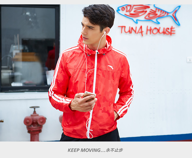 Anta jacket nam 2019 xuân mới dệt đơn áo khoác thể thao thời trang giản dị áo khoác trùm đầu nam - Áo khoác thể thao / áo khoác áo phao thể thao nam