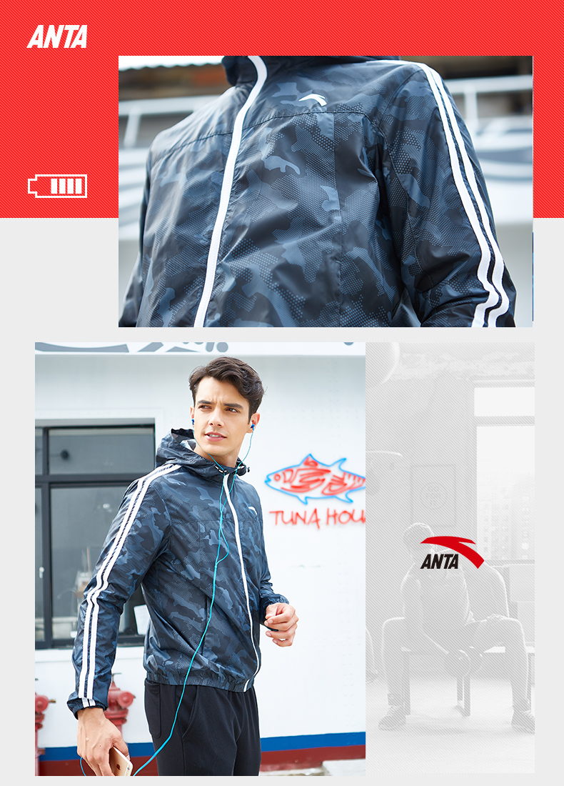 Anta jacket nam 2019 xuân mới dệt đơn áo khoác thể thao thời trang giản dị áo khoác trùm đầu nam - Áo khoác thể thao / áo khoác áo phao thể thao nam