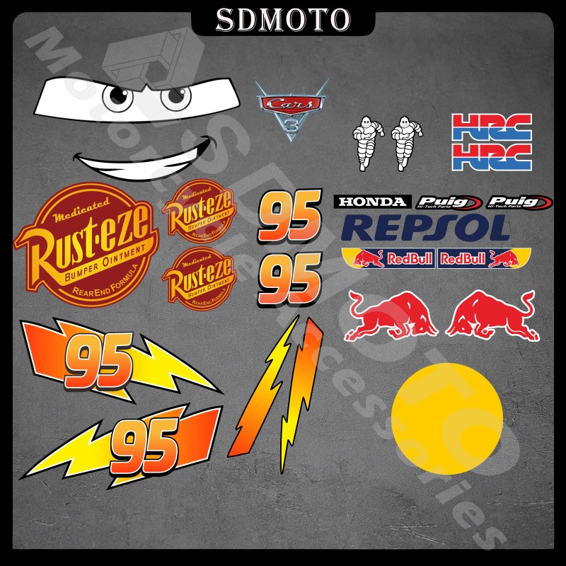 Motorcycle and Car Stickers Lightning Mcqueen Waterproof and Sun-Proof Decorative Stickers Motorcycle and Car Stickers Lightning Mcqueen Waterproof and Sun-Proof Decorative Stickers