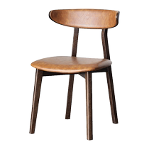 Dining chair Nordic British style SQ series expression retro North American imported oak simulated leather linen polyester fabric back chair