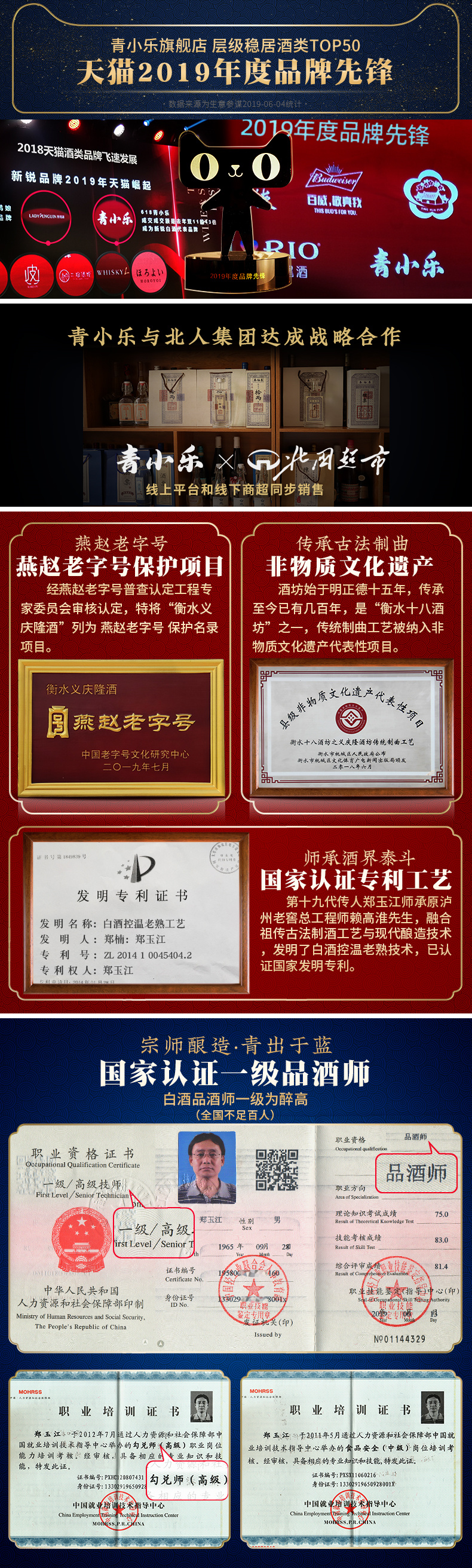 百年老字号 义庆隆 青小乐 52度纯粮白酒  500ml*6瓶 图1