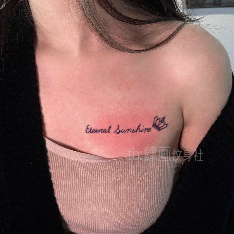 Queen Halo English Short Sentence Herbal Tattoo Sticker Crown Ins High-End Tattoo Semi-Permanent Waterproof Clavicle Tattoo for Women