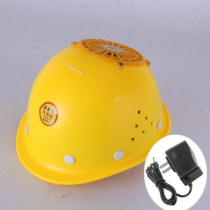 Sinus gold strong punching electrician ground double fan safety helmet Summer cooling safety helmet adult sun-shading and breathable with fan