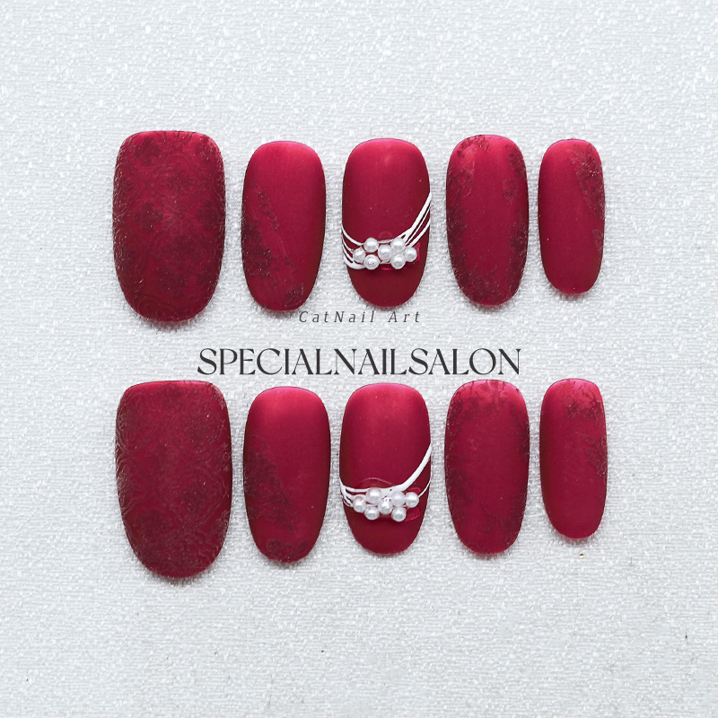 【Scarlet Secret Dream】Handmade Wearable Nails Matte Red Cat's Eye Diamond Decoration High-End Wedding Nails Bridal Nail Art Pieces 【Scarlet Secret Dream】Handmade Wearable Nails Matte Red Cat's Eye Diamond Decoration High-End Wedding Nails Bridal Nail Art Pieces