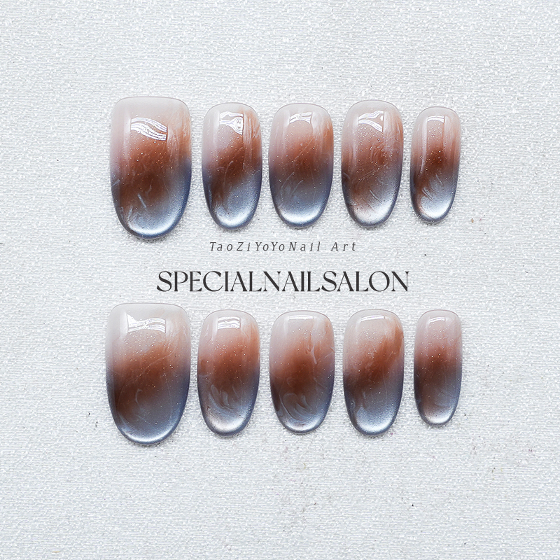 【Time Sea】Handmade Wearable Nails Autumn/Winter New Style Gradient Color Clash Elegant Atmosphere Whitening Nail Stickers 【Time Sea】Handmade Wearable Nails Autumn/Winter New Style Gradient Color Clash Elegant Atmosphere Whitening Nail Stickers