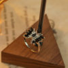 Dark retro three-dimensional butterfly inlaid zirconium ring for women, light luxury