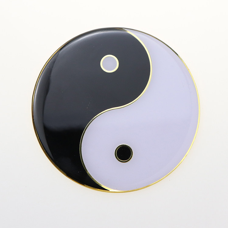 真鍮製 8cm ツートンカラー 八卦コーナープレート 黒白太極図 赤黒太極図 陰陽魚