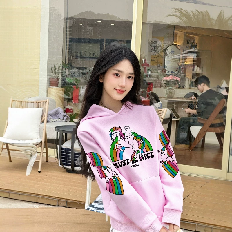 RIPNDIP LITTLE Rainbow Unicorn In Merromes, Plug-in Cat мужской и женский повседневный мерит и модель последовательный шапка свободного кроя свитеры