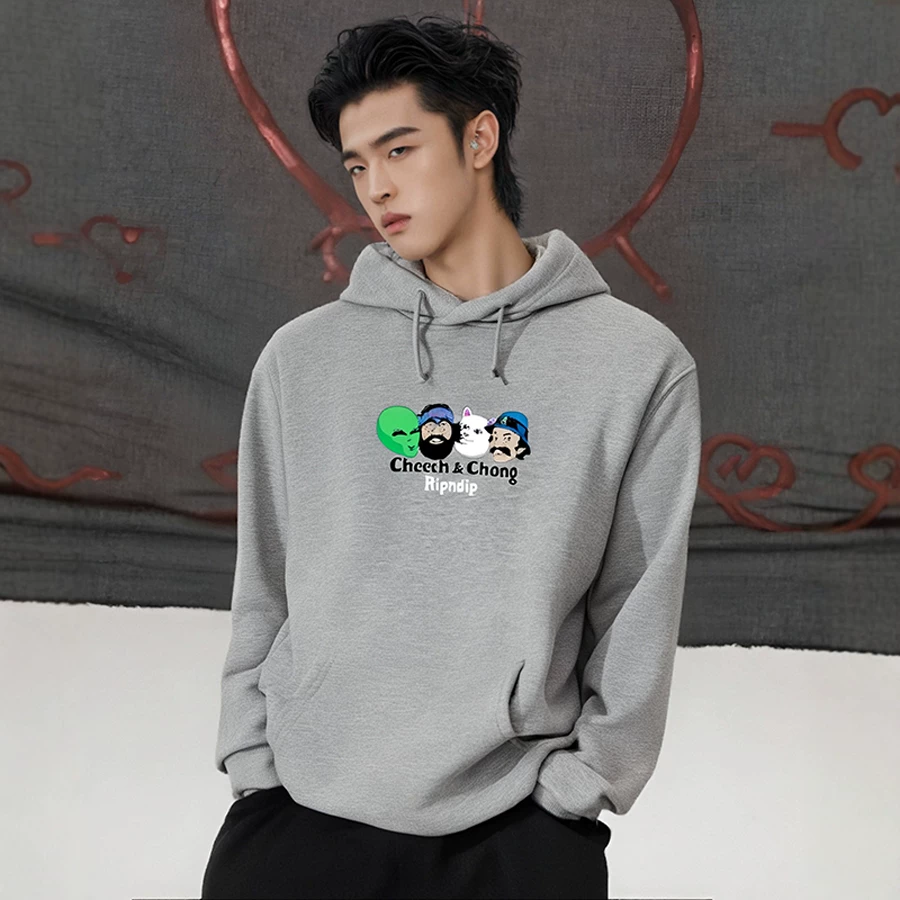 RIPNDIP Американский жест «средний палец» сука кот инопланетянин драма фильм дуэт муж и женщина в паре с капюшоном, толстовка на круглом вырезе из хлопка
