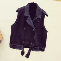 Net red loose denim vest female 2020 Korean version of spring and autumn black sleeveless horse clip short wear vest coat coat tide