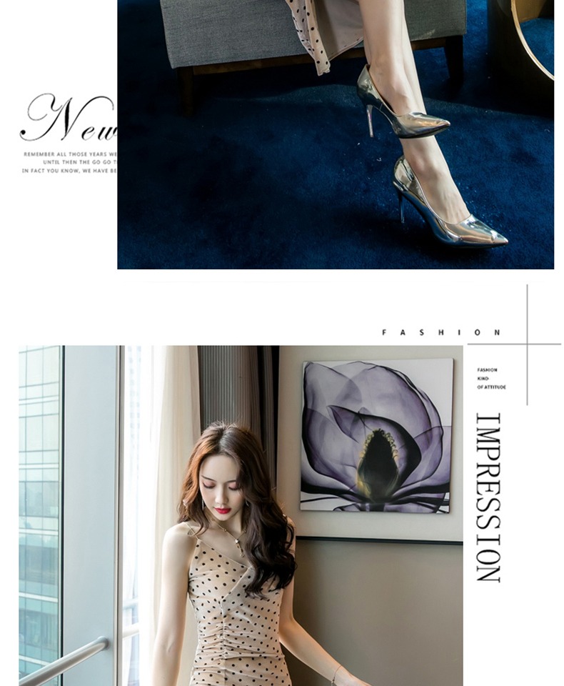 Rất đẹp cổ tích Pháp váy 2019 khí chất mùa hè gợi cảm của phụ nữ túi hip sóng điểm sling váy dài phần - Váy eo cao 	váy hạ eo xếp ly	
