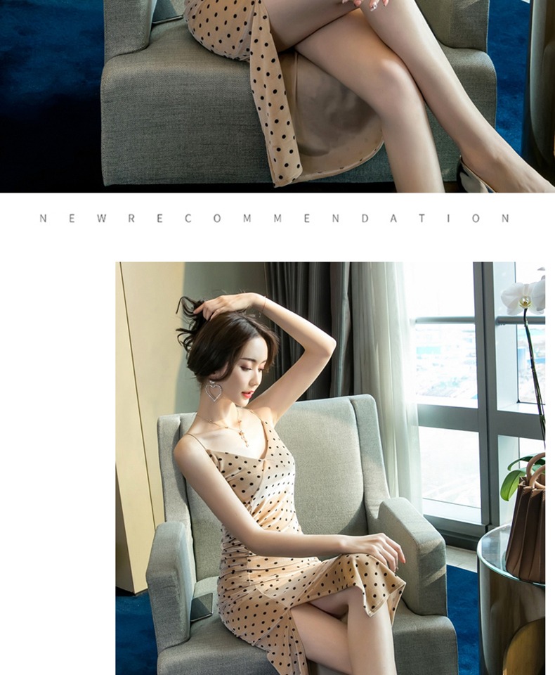 Rất đẹp cổ tích Pháp váy 2019 khí chất mùa hè gợi cảm của phụ nữ túi hip sóng điểm sling váy dài phần - Váy eo cao 	váy hạ eo xếp ly	
