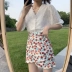Mùa hè năm 2021 rất cổ tích áo ren cổ tích siêu thần tiên khí chất bong bóng tay áo sơ mi trắng áo sơ mi voan trắng tay ngắn - Áo sơ mi chiffon ren