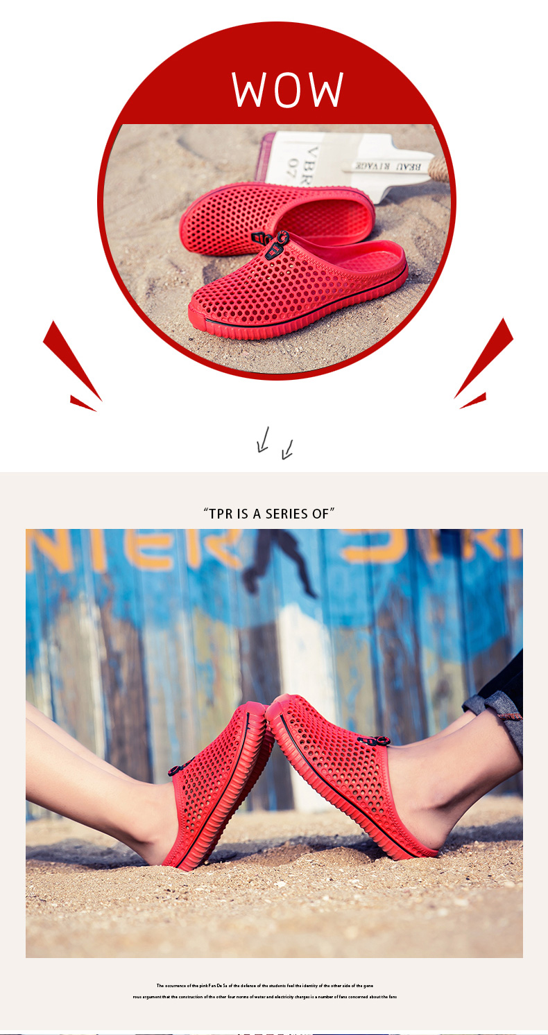 Mùa hè từ nam kéo dép lỗ đi biển Giày dép Baotou giày thể thao nam adidas