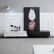 Rock board TV cabinet tea table combination Italian Nordic extremely simple modern living room small apartment furniture marble floor cabinet