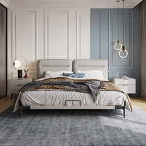 Nordic bed head leather soft bed modern simple 1 5 m leather art bed master bedroom light luxury Italian bed double wedding bed