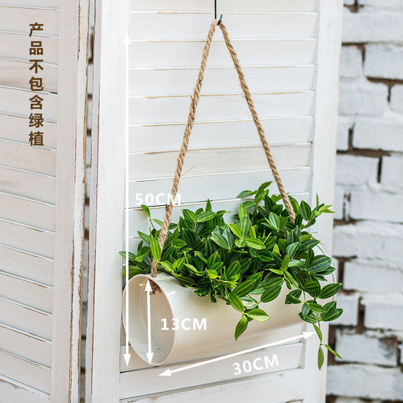 Pastoral weaving straw flower basket-type rattan hand-held flower arrangement living room green plants gold ge succulent placed flower pots