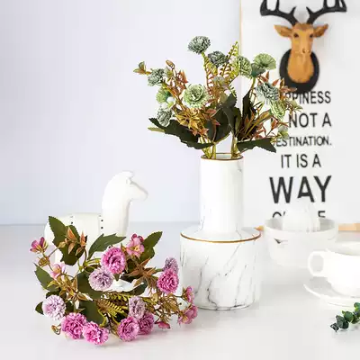 Carnation simulation flower bouquet vase flower arrangement plastic fake flower decoration flower living room decoration Mother's Day fake flower single branch
