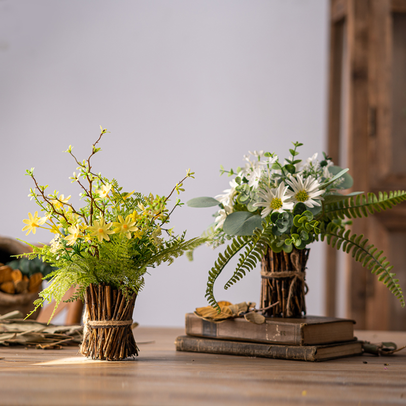 Pastoral plant fake flower simulation flower Living room decoration table flower Pendulum flower Dried flower Floral decoration Qingming Festival fake flower