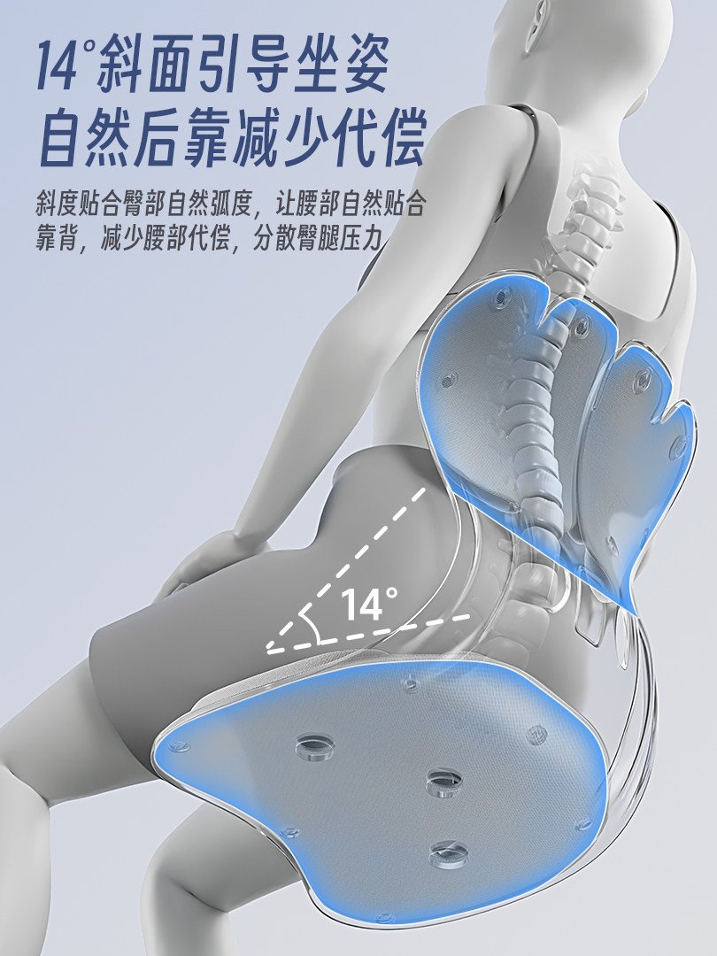 Oes Lumbar Support Cushion, Waist Support Chair, Ergonomic Lumbar Cushion, Office Cushion for Long Periods of Sitting Without Fatigue