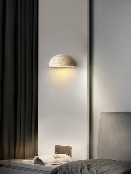 Medieval Style New Bedroom Bedside Wall Lamp Retro Yellow Travertine Stone Corridor Outdoor Courtyard Balcony Waterproof Wall Lamp