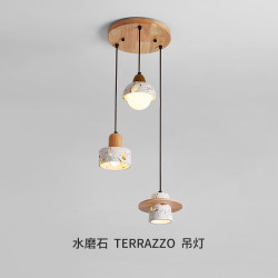 Cream Style Restaurant Atmospheric Chandelier Three-Head Long Dining Table Lamp Medieval Modern Leap Stairwell Solid Wood Bar Lamps