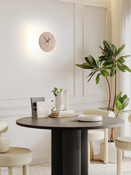 French Mid-Century Style Creative Living Room Wall Lamp Clock Yellow Travertine Staircase Entrance Homestay Bedroom Background Wall Lamp
